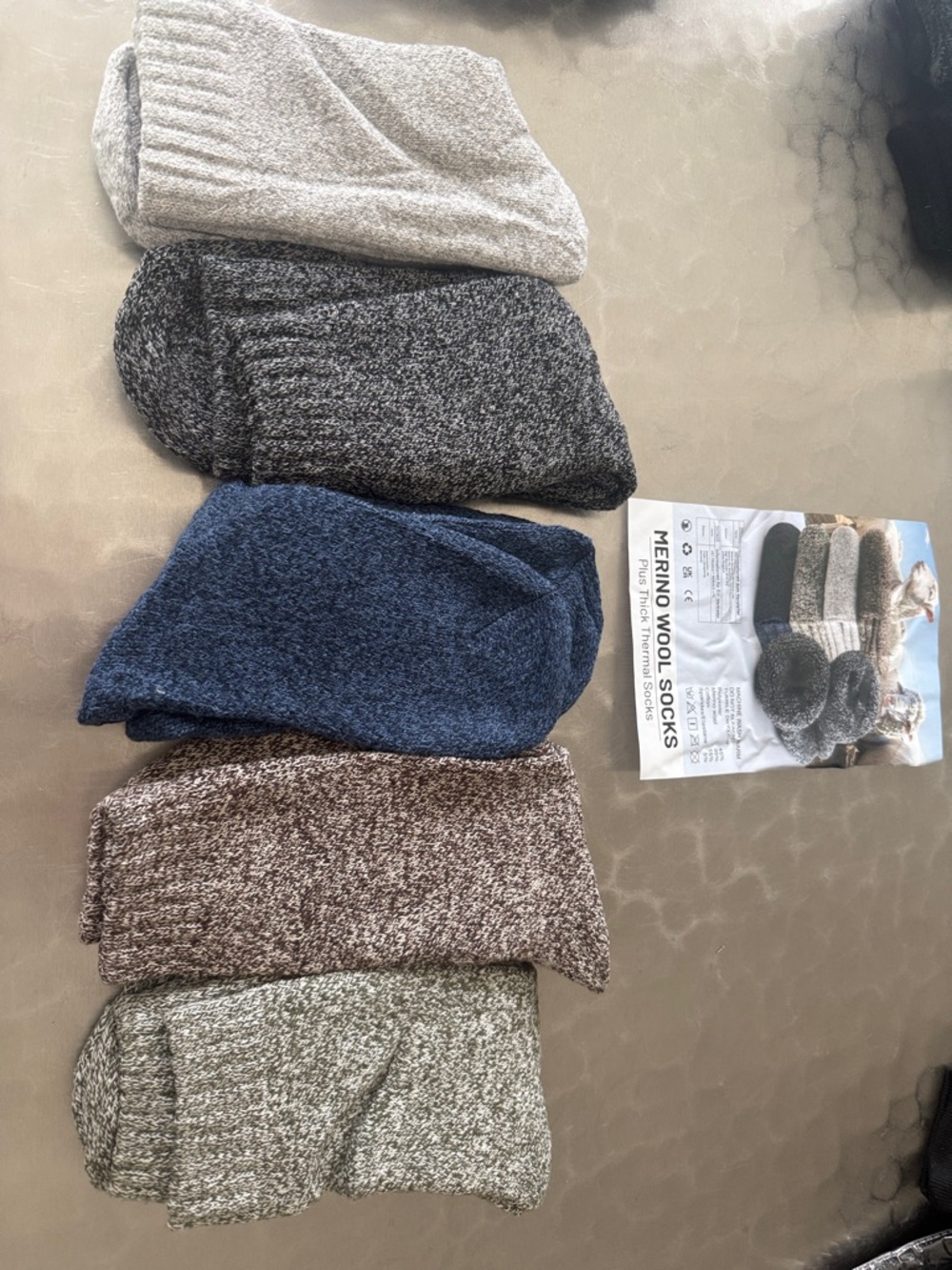 Merino Wool Crew Socks - Blue, Gray, Brown, Cream (6-Pack)